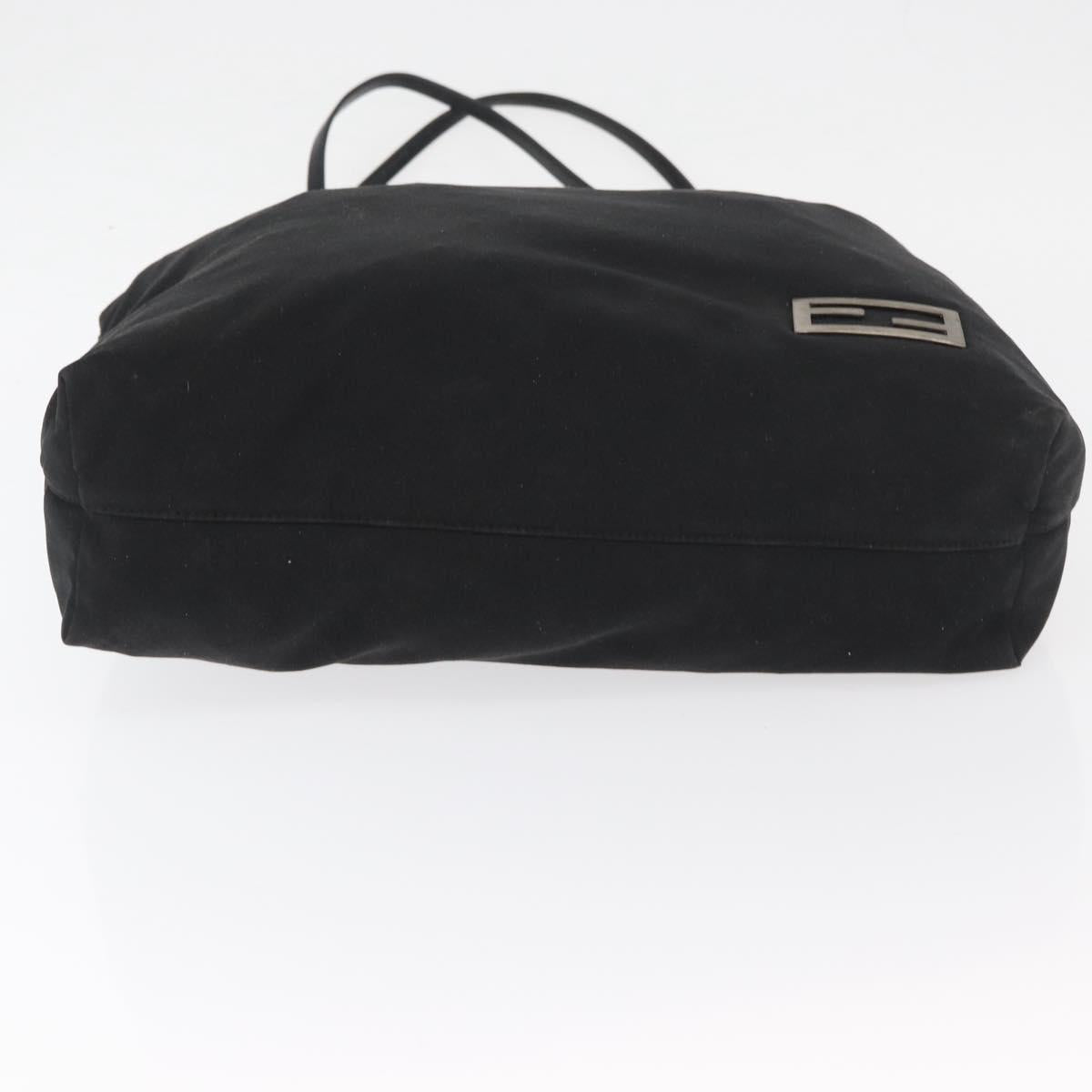 FENDI Tote Bag Nylon Black Silver Auth fm5308