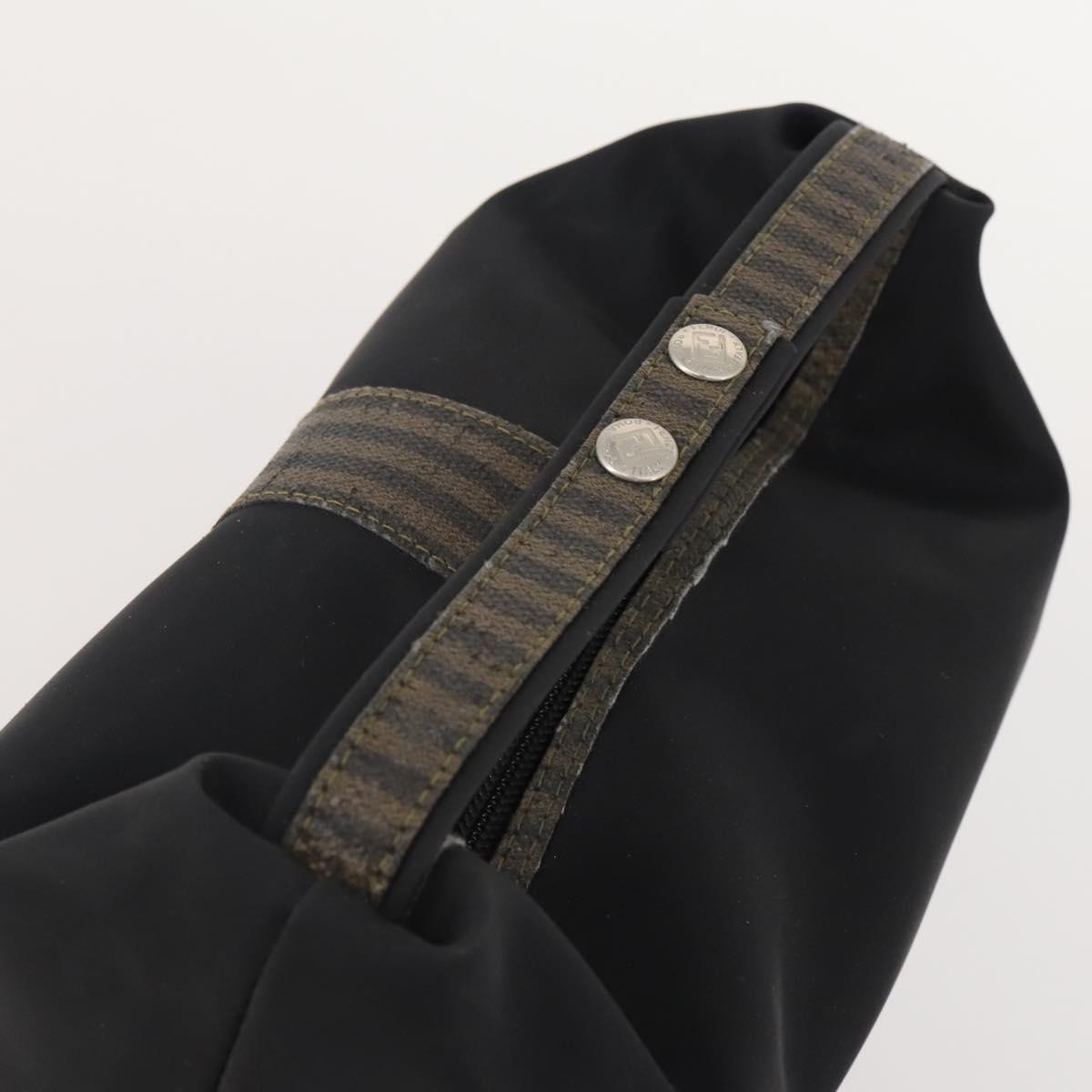 FENDI Pecan Canvas Zucchino Canvas Hand Bag 3 Set Brown Black Navy Auth fm5309