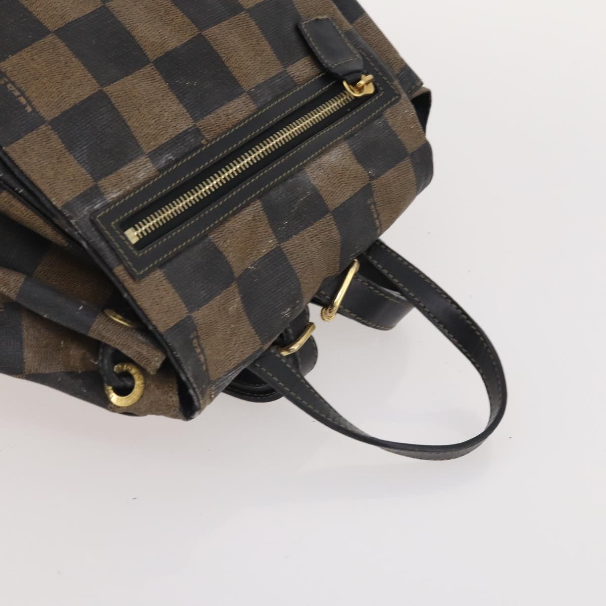 FENDI Pecan Canvas Zucchino Canvas Hand Bag 3 Set Brown Black Navy Auth fm5309