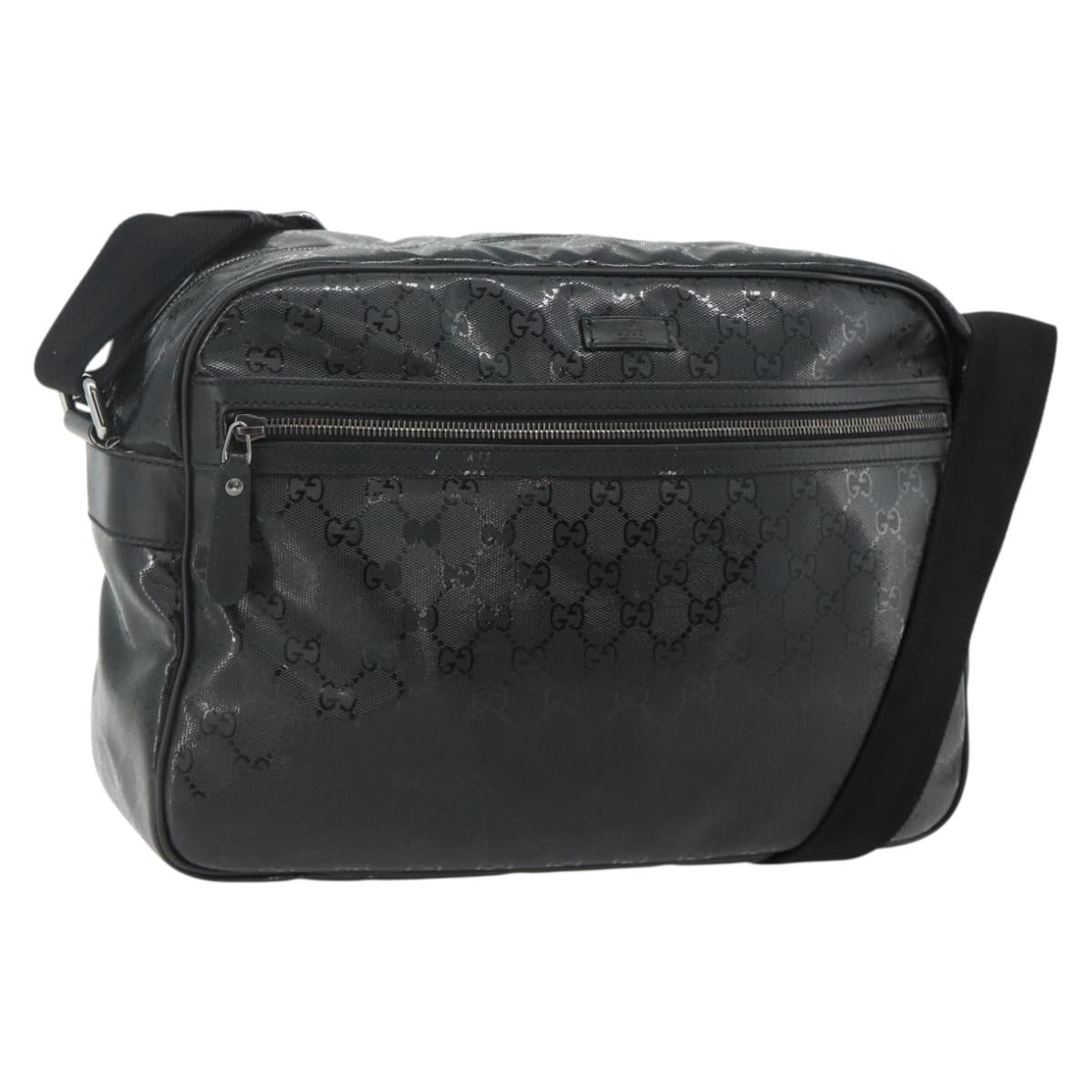 GUCCI GG implementation Shoulder Bag PVC Black Silver 211107 Auth fm5312A