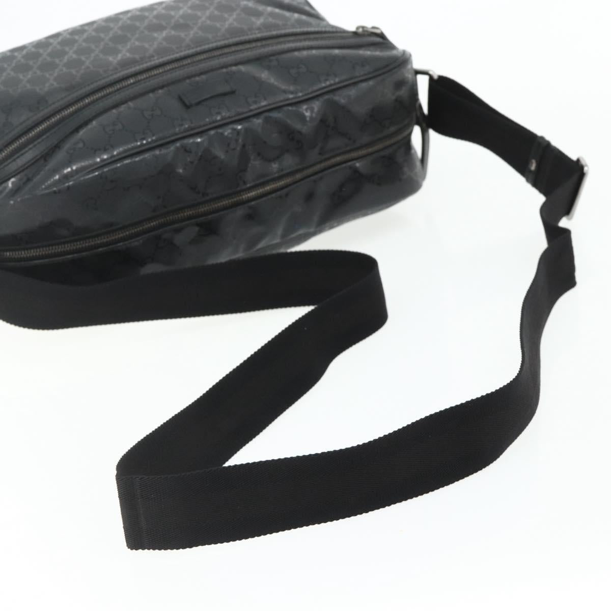 GUCCI GG implementation Shoulder Bag PVC Black Silver 211107 Auth fm5312A