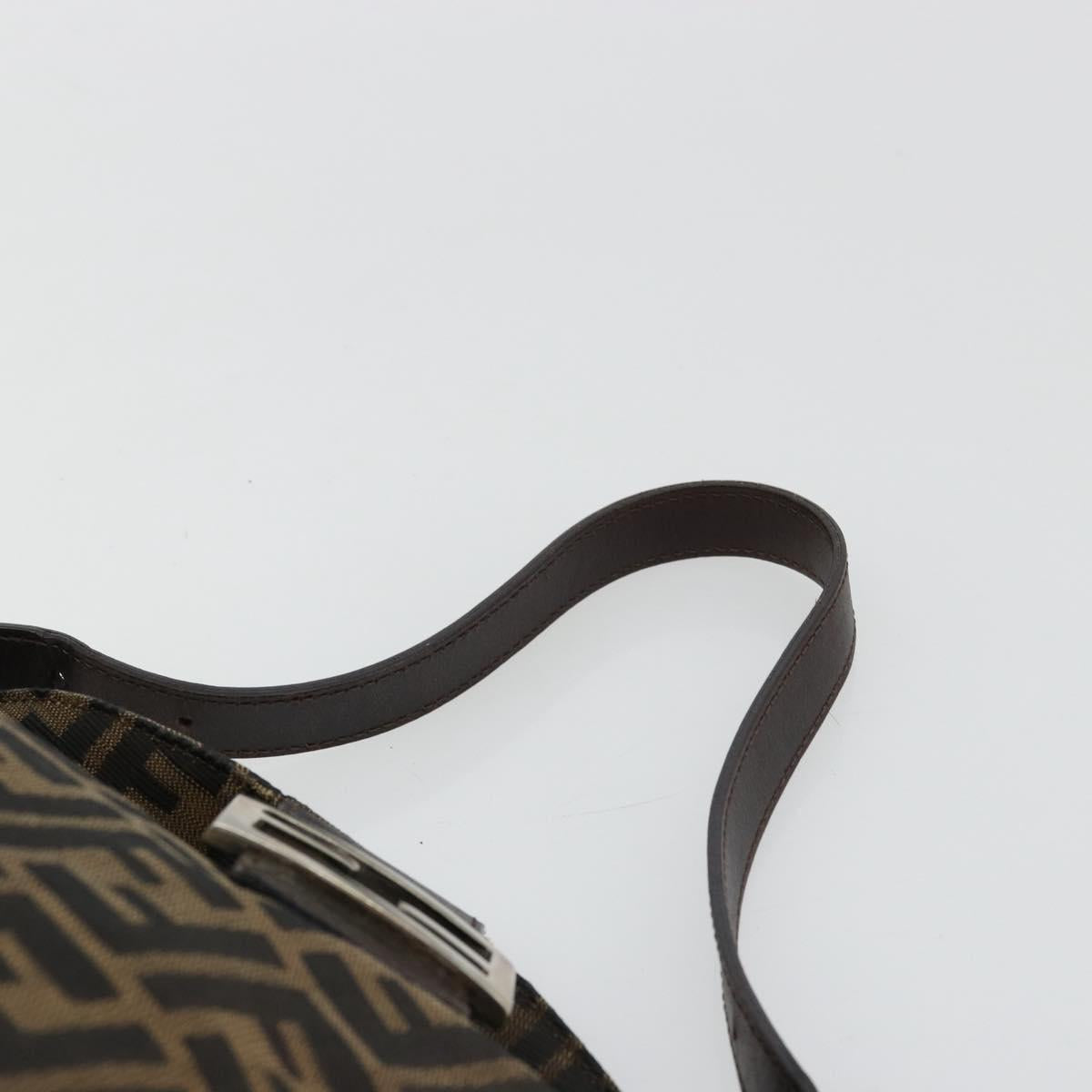 FENDI Zucca Canvas Mamma Baguette Bag Black Brown 222826426 Auth fm5313A