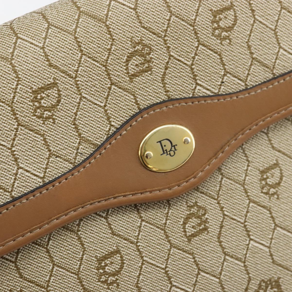 Christian Dior Honeycomb Canvas Bag PVC Beige Gold 000 109 0122 Auth fm5314A