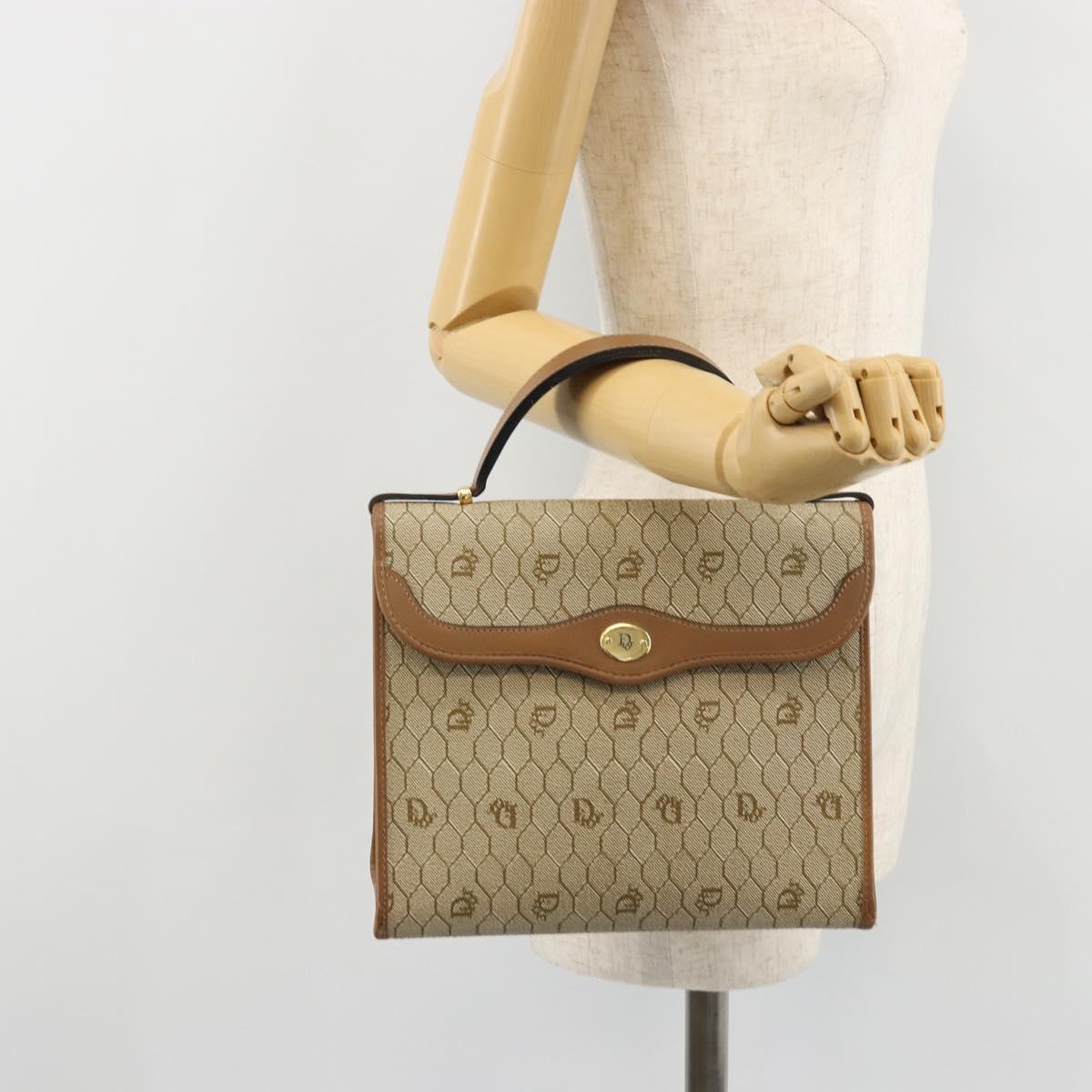 Christian Dior Honeycomb Canvas Bag PVC Beige Gold 000 109 0122 Auth fm5314A