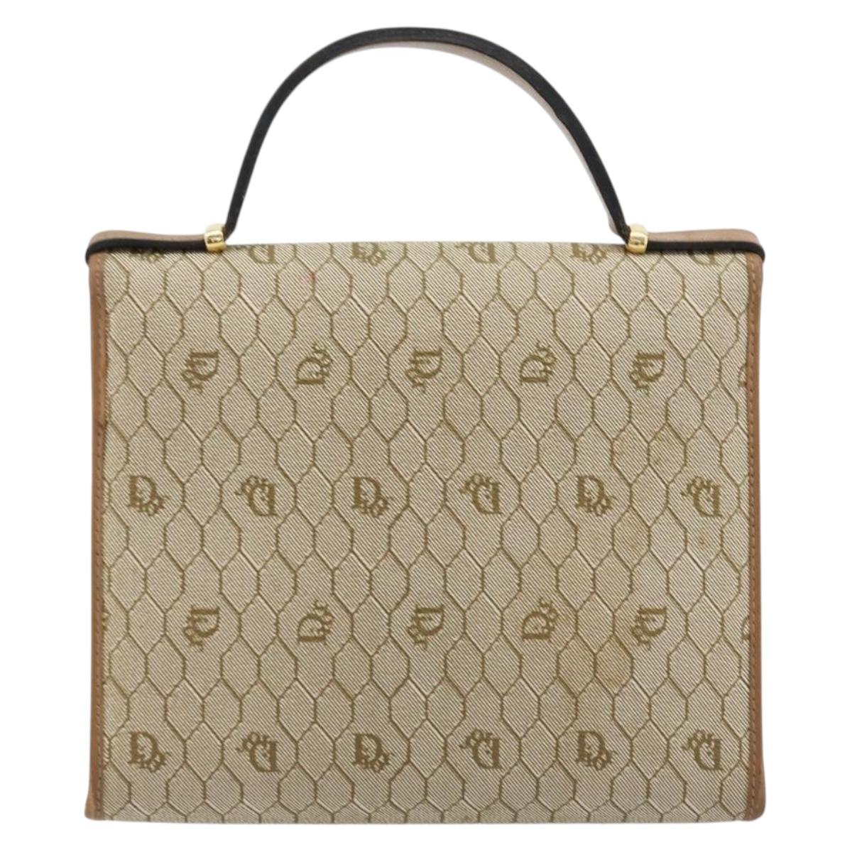 Christian Dior Honeycomb Canvas Bag PVC Beige Gold 000 109 0122 Auth fm5314A