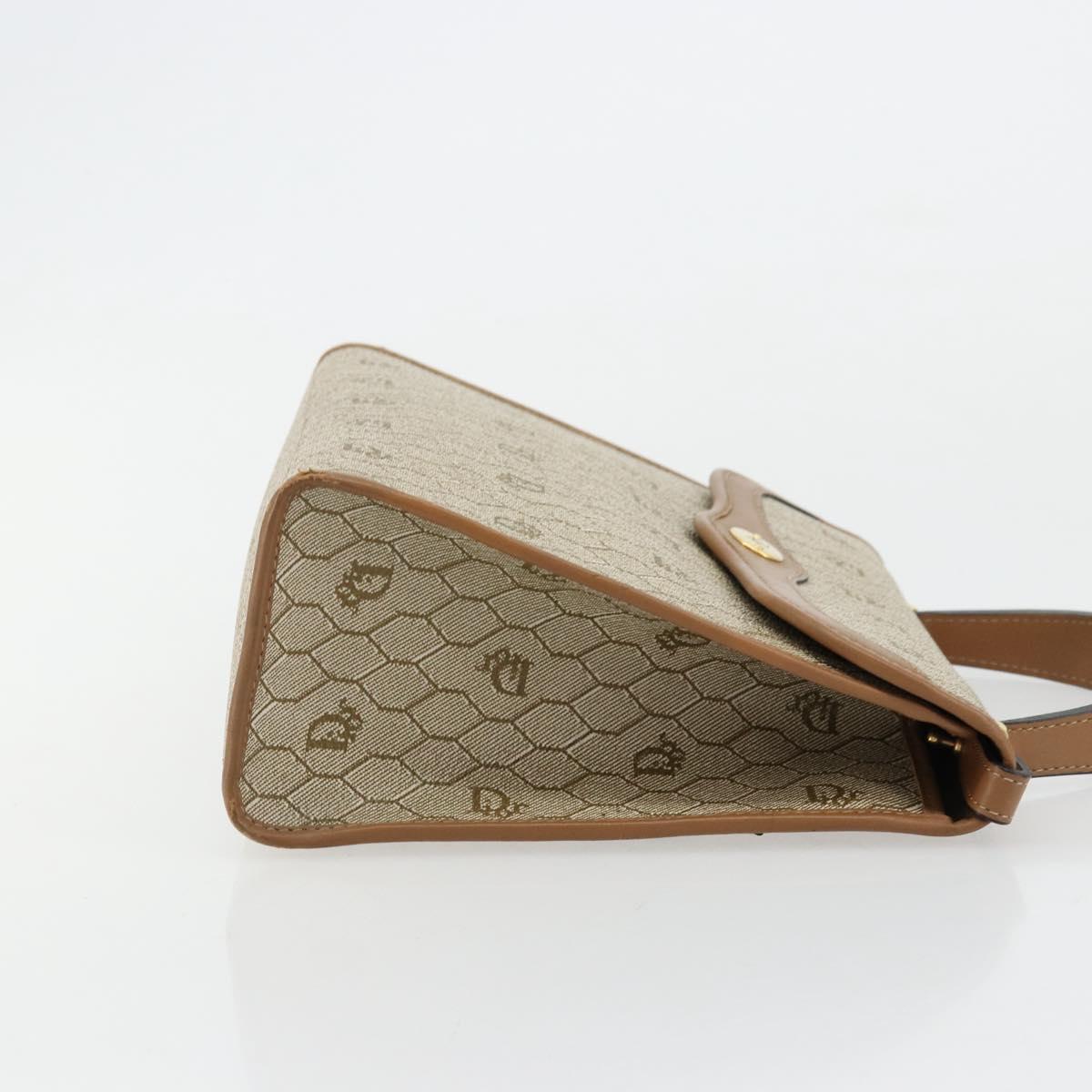 Christian Dior Honeycomb Canvas Bag PVC Beige Gold 000 109 0122 Auth fm5314A
