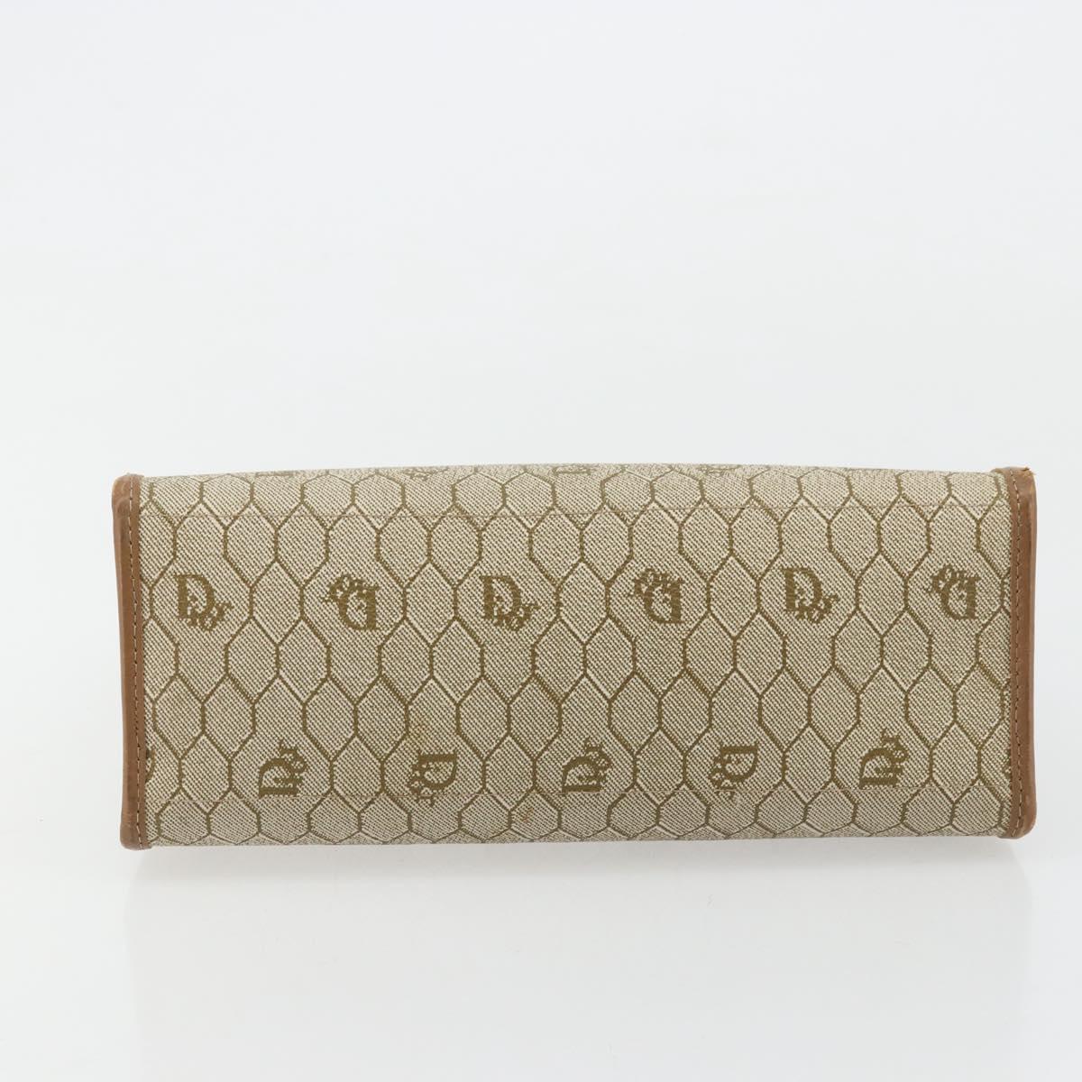 Christian Dior Honeycomb Canvas Bag PVC Beige Gold 000 109 0122 Auth fm5314A