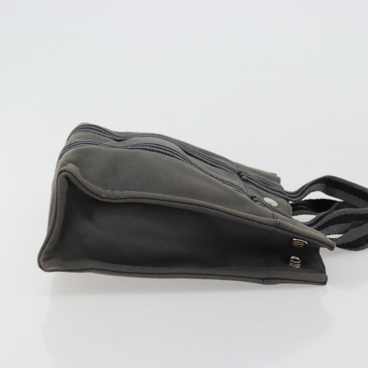 HERMES Fourre ToutPM Hand Bag Cotton Gray Silver Auth fm5317