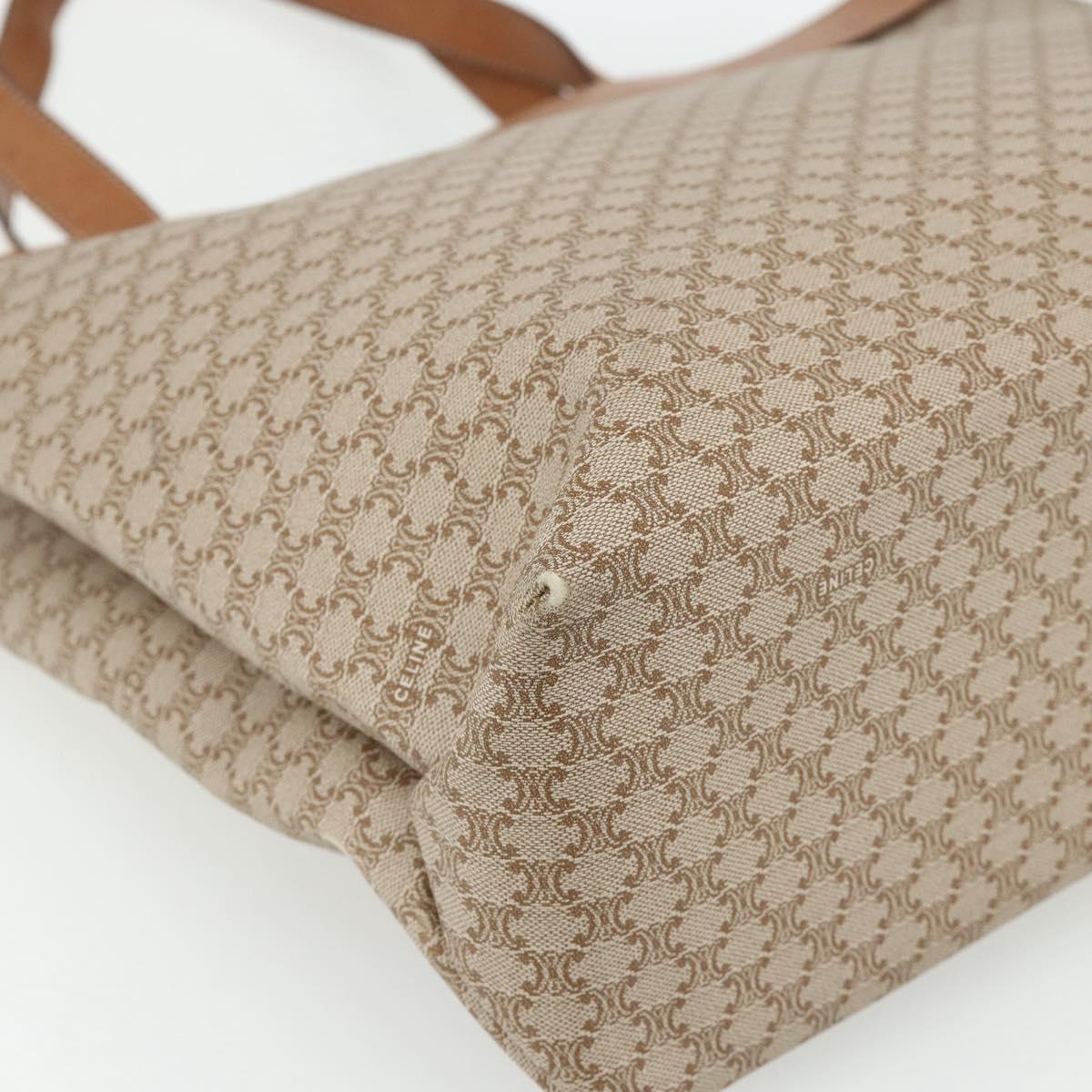 CELINE Macadam Canvas Tote Bag PVC Beige Gold Auth fm5318