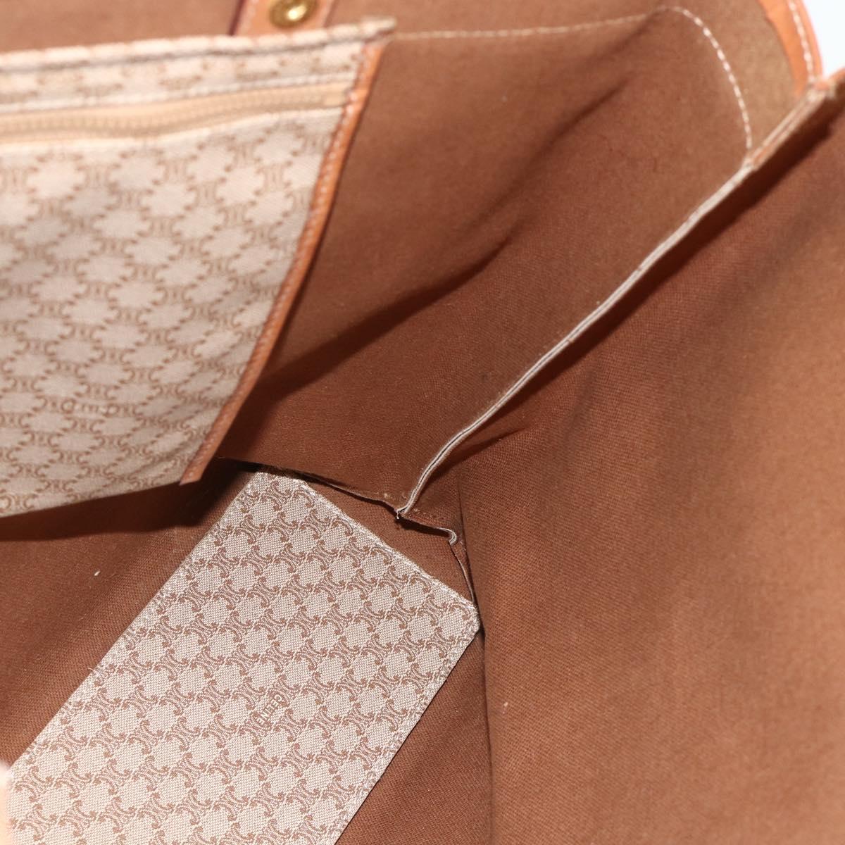 CELINE Macadam Canvas Tote Bag PVC Beige Gold Auth fm5318