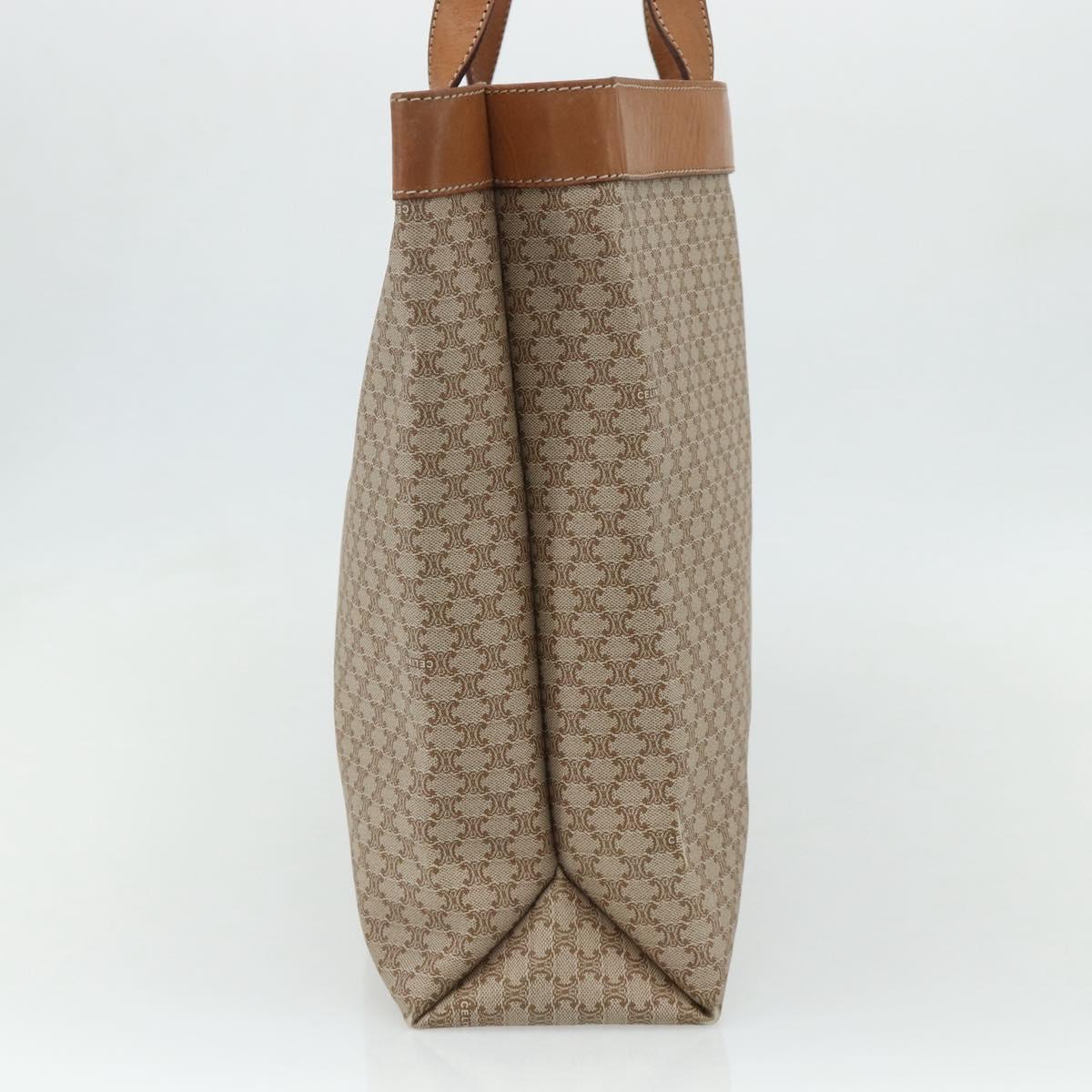 CELINE Macadam Canvas Tote Bag PVC Beige Gold Auth fm5318