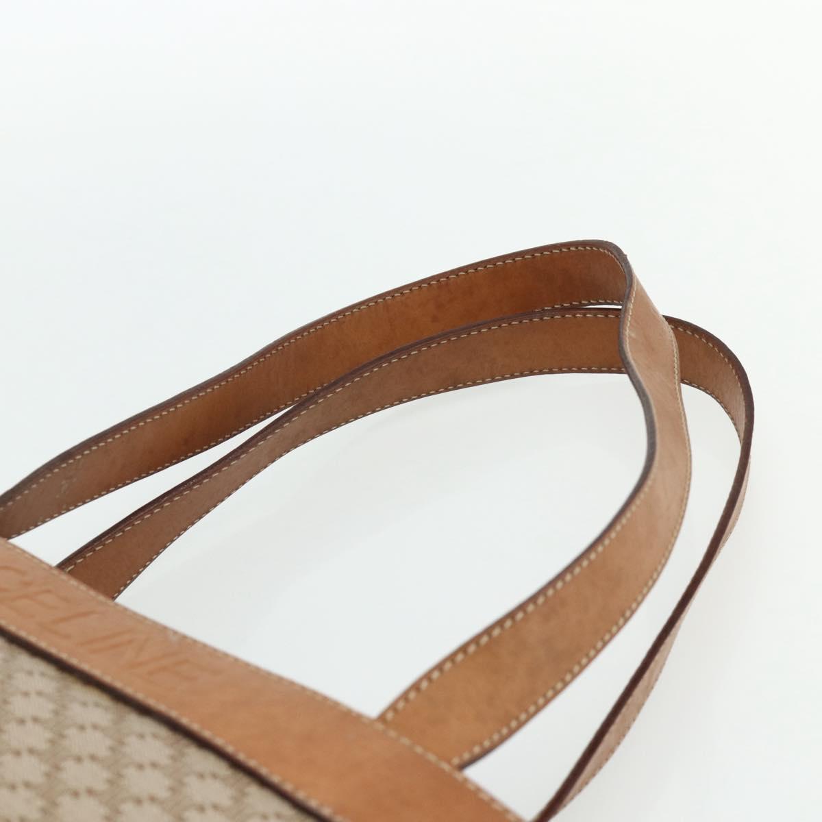 CELINE Macadam Canvas Tote Bag PVC Beige Gold Auth fm5318