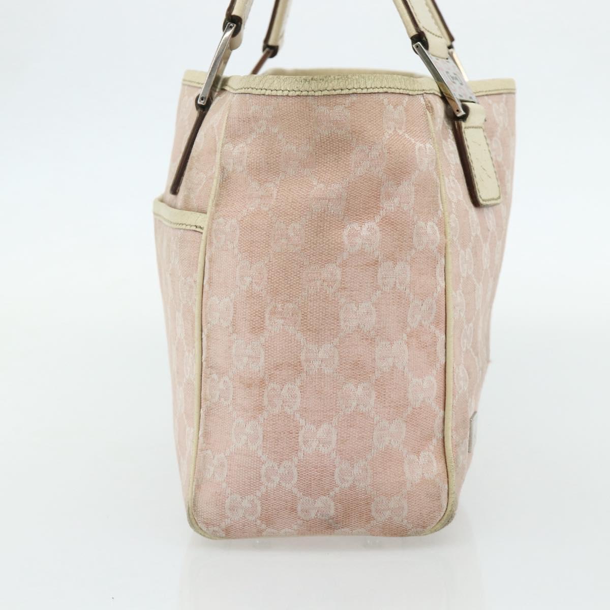 GUCCI GG Canvas Tote Bag Pink Silver 145810 Auth fm5322