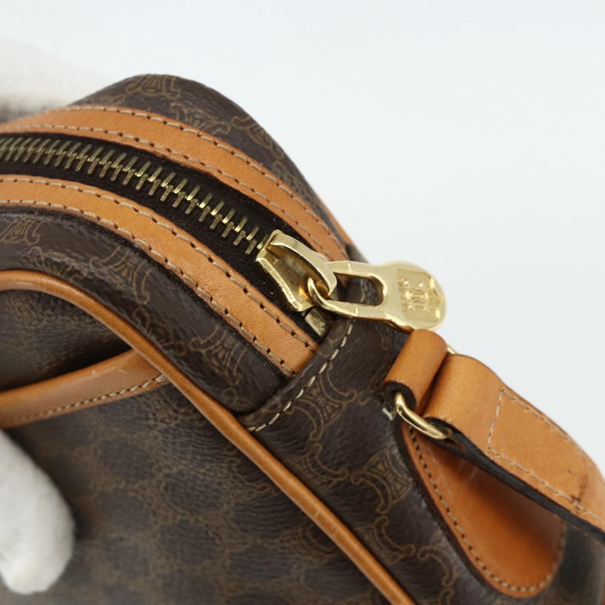 CELINE Macadam Canvas Shoulder Bag PVC Leather Brown Gold Auth fm5323
