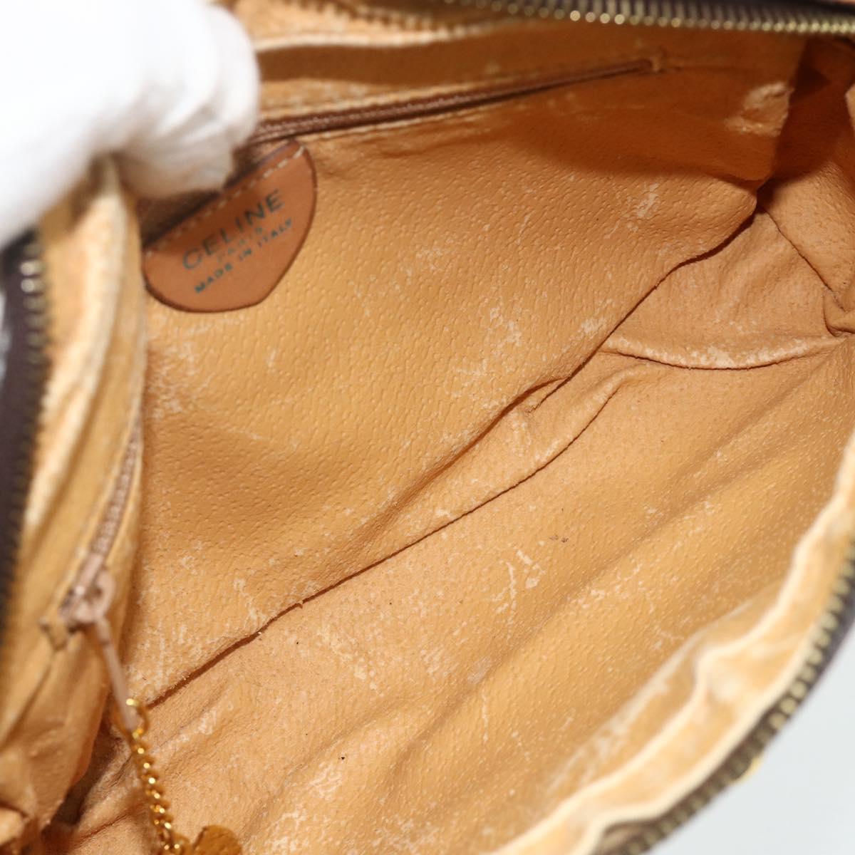 CELINE Macadam Canvas Shoulder Bag PVC Leather Brown Gold Auth fm5323