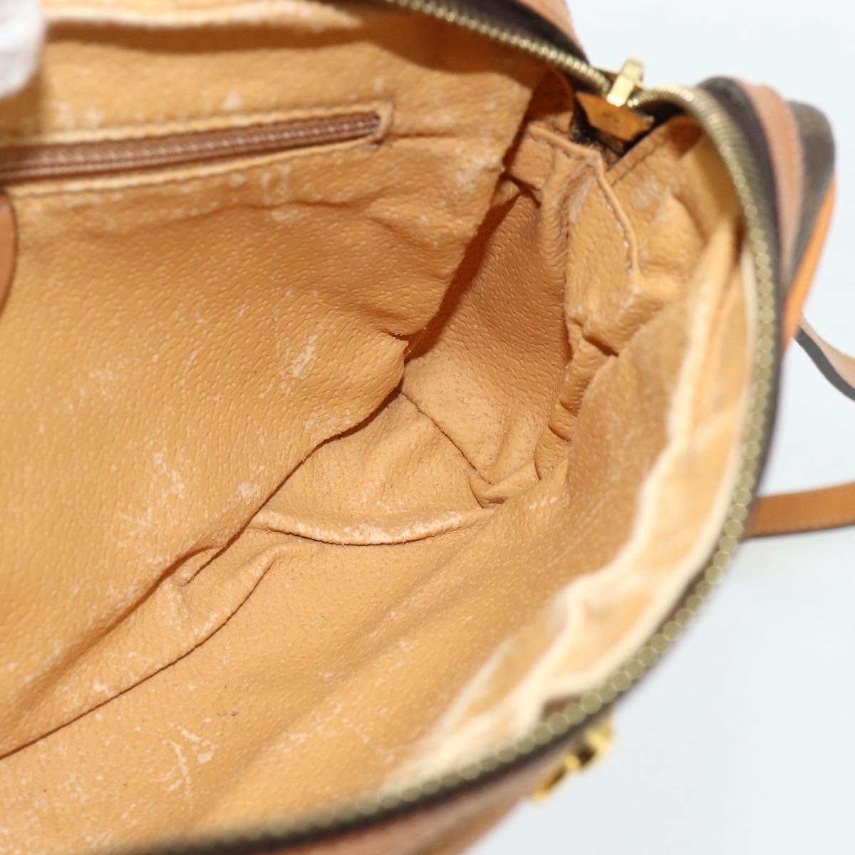 CELINE Macadam Canvas Shoulder Bag PVC Leather Brown Gold Auth fm5323