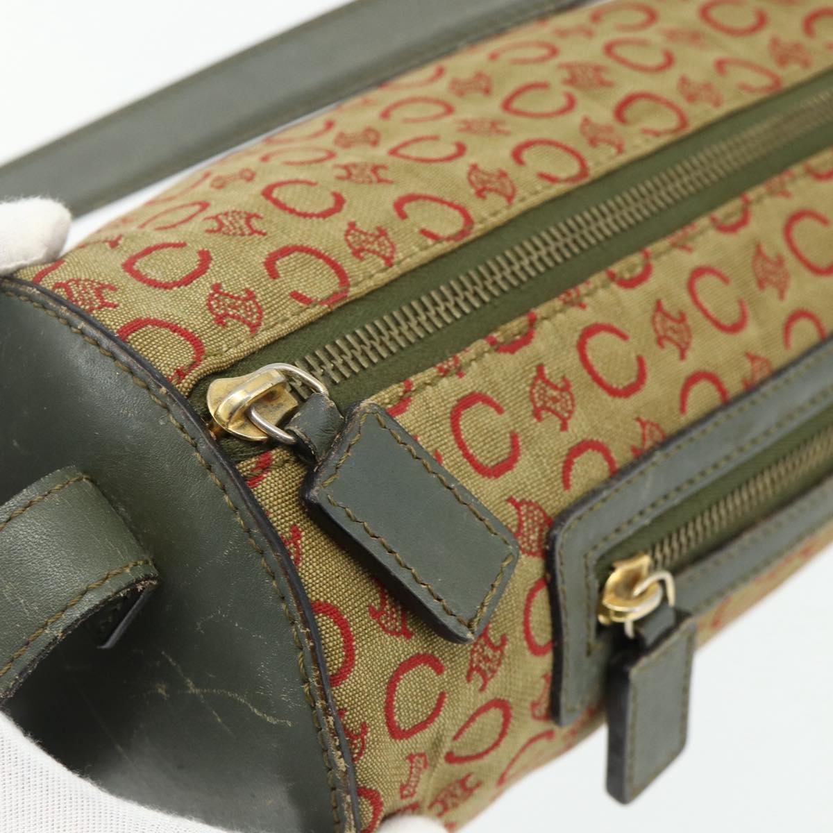 CELINE C Macadam Canvas Shoulder Bag Beige Gold Auth fm5324