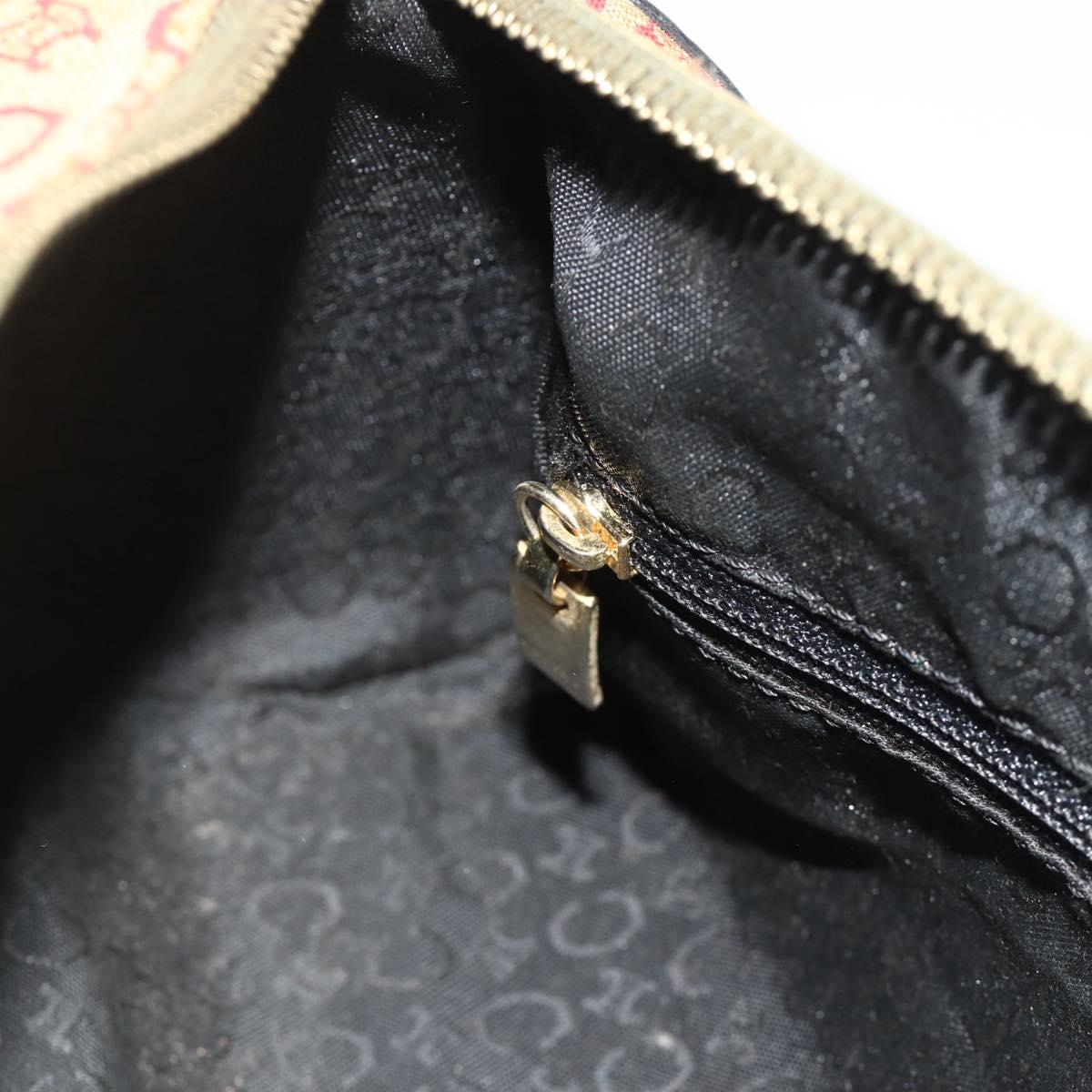 CELINE C Macadam Canvas Shoulder Bag Beige Gold Auth fm5324