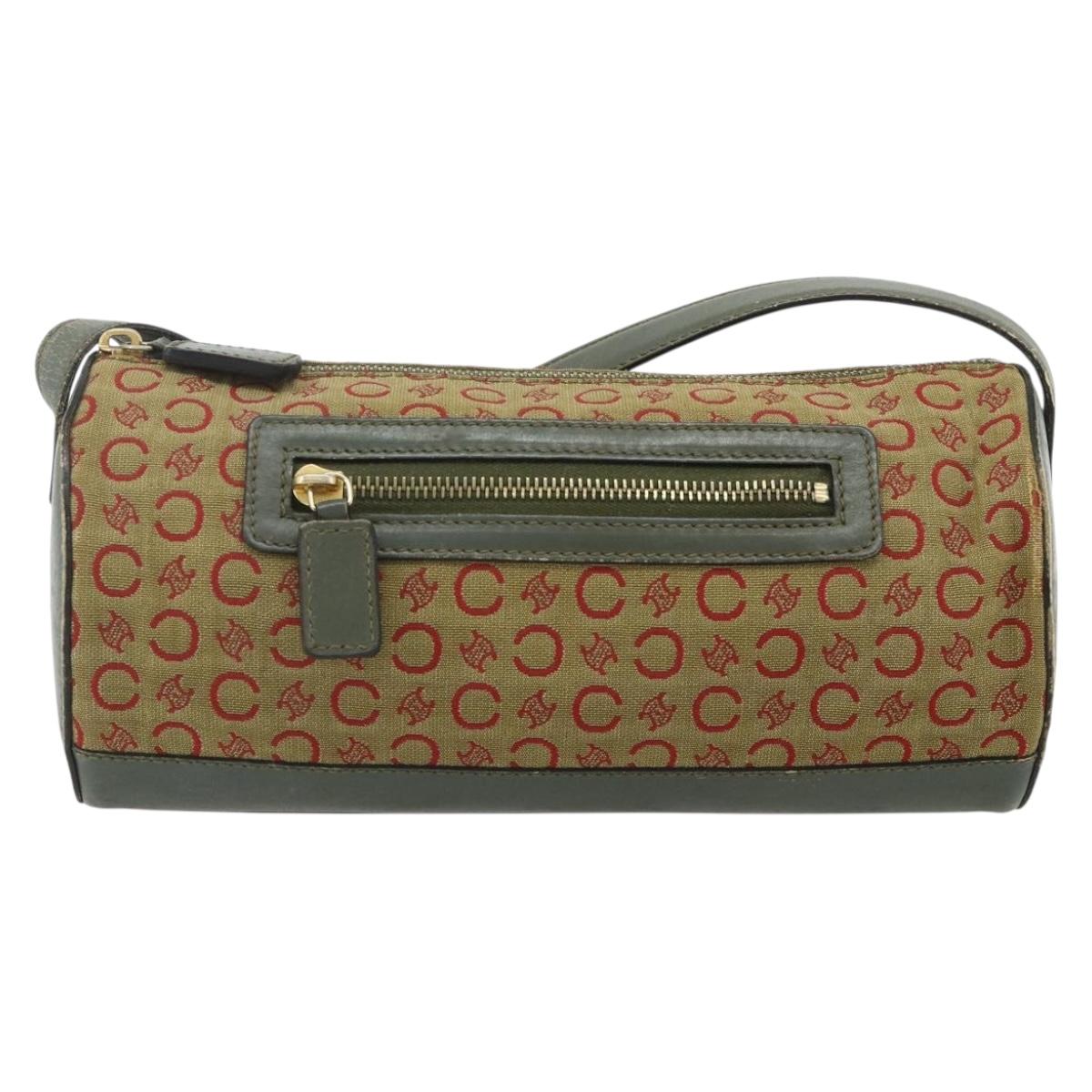CELINE C Macadam Canvas Shoulder Bag Beige Gold Auth fm5324