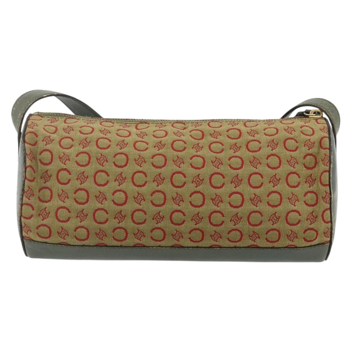 CELINE C Macadam Canvas Shoulder Bag Beige Gold Auth fm5324