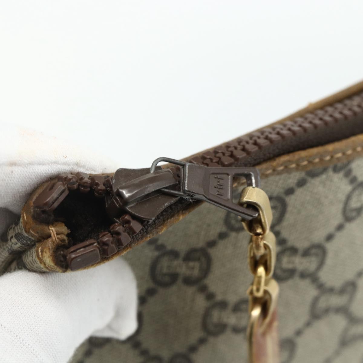 GUCCI GG Plus Supreme Clutch Bag PVC Beige Gold Auth fm5325