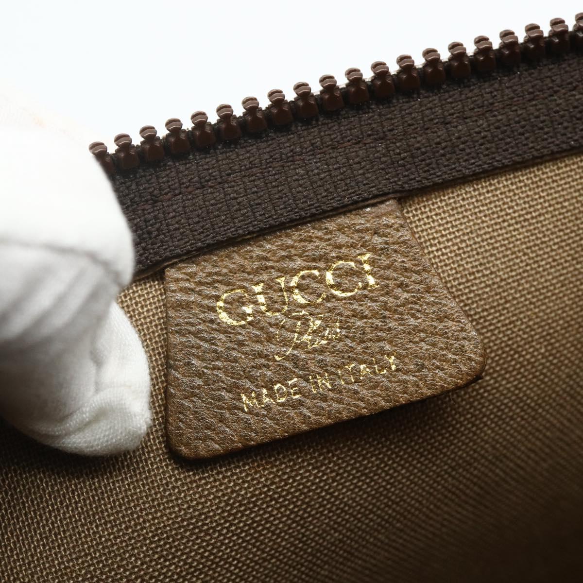GUCCI GG Plus Supreme Clutch Bag PVC Beige Gold Auth fm5325