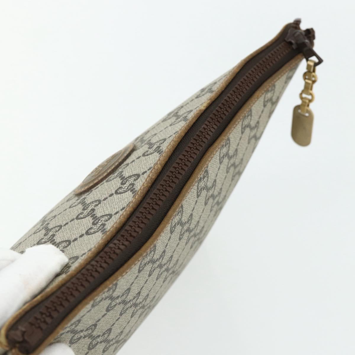GUCCI GG Plus Supreme Clutch Bag PVC Beige Gold Auth fm5325