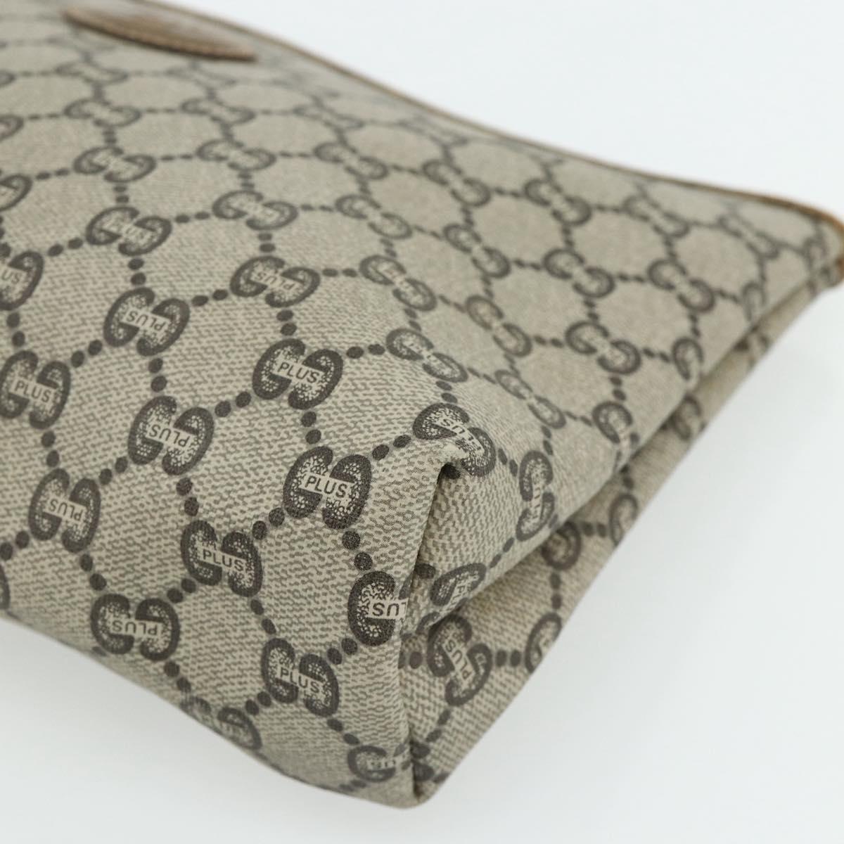 GUCCI GG Plus Supreme Clutch Bag PVC Beige Gold Auth fm5325