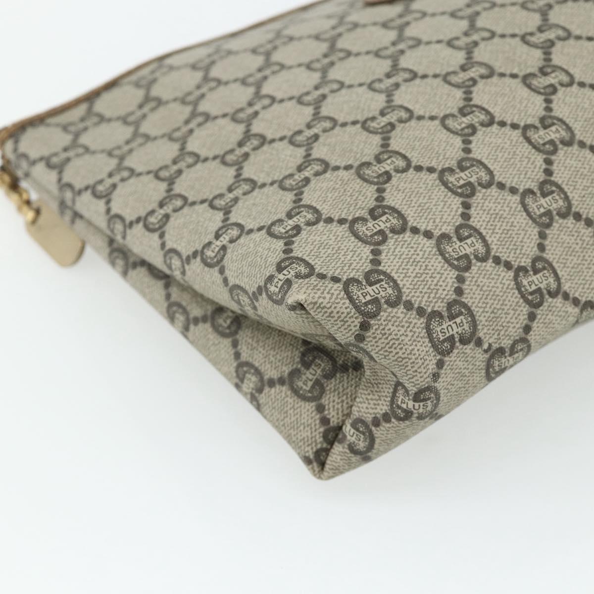 GUCCI GG Plus Supreme Clutch Bag PVC Beige Gold Auth fm5325
