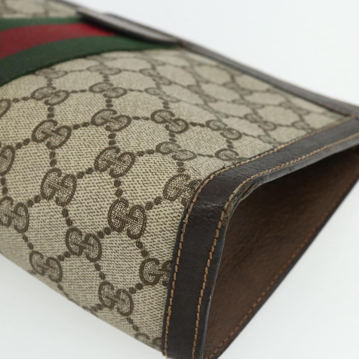 GUCCI GG Supreme Web Sherry Line Clutch Bag PVC Beige 37 014 2125 Auth fm5326
