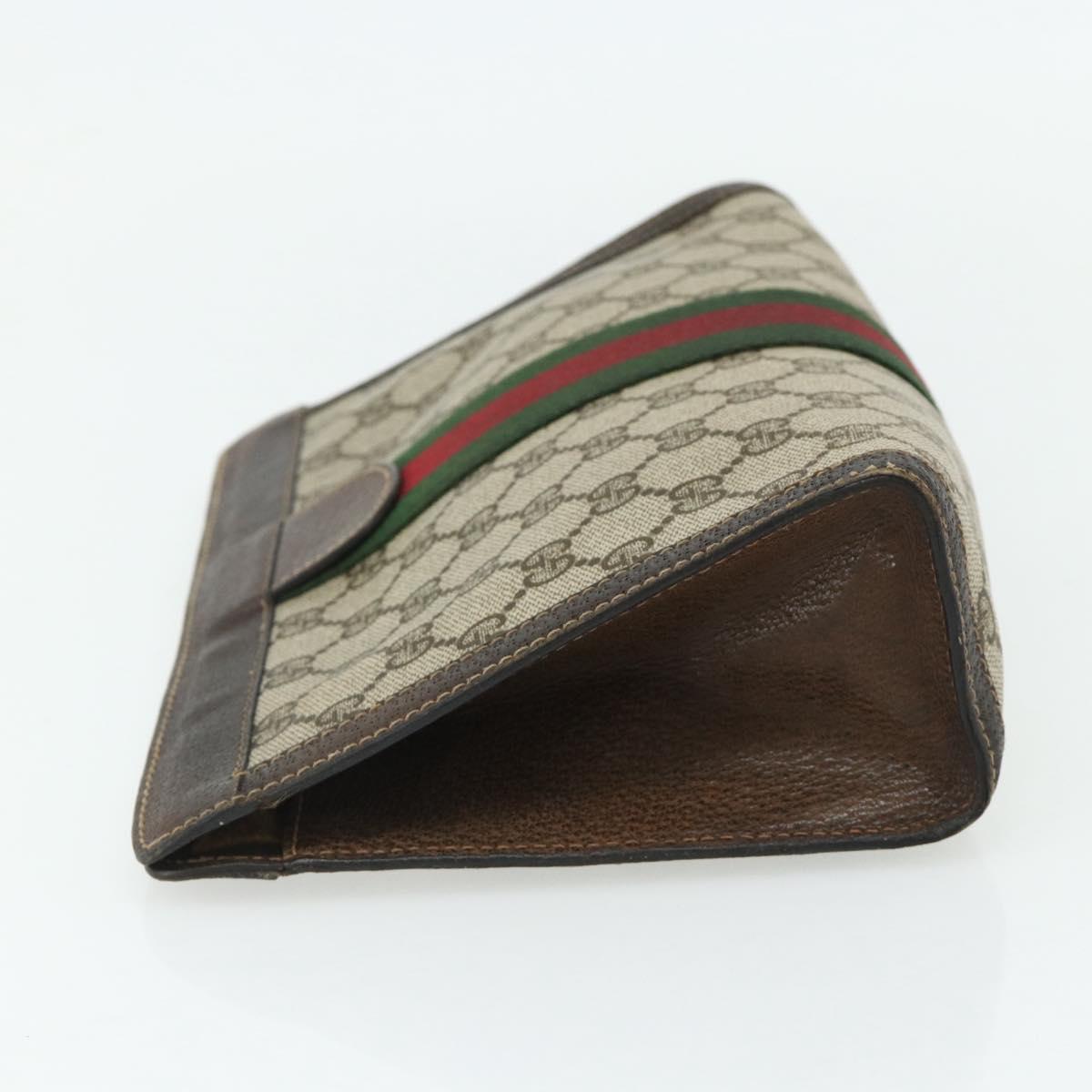 GUCCI GG Supreme Web Sherry Line Clutch Bag PVC Beige 37 014 2125 Auth fm5326