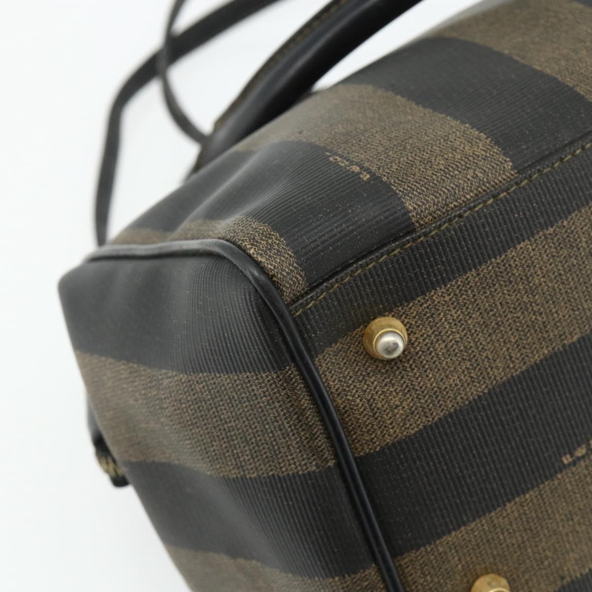 FENDI Pecan Canvas Hand Bag PVC 2way Black Brown Auth fm5333