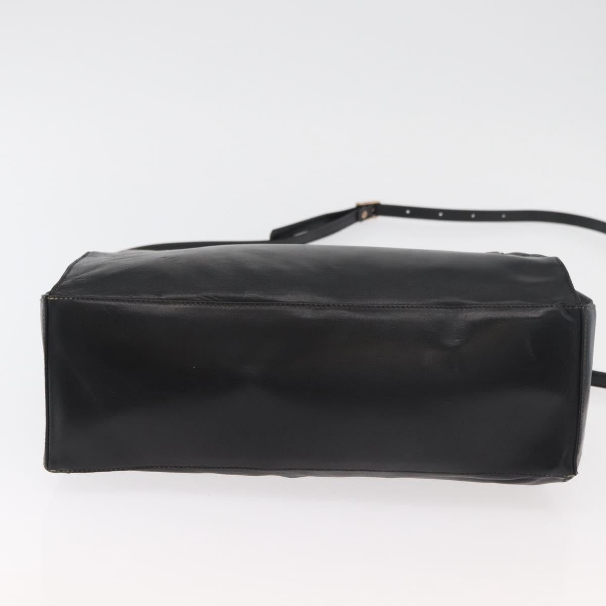 LOEWE Hand Bag Leather 2way Black Gold Auth fm5339