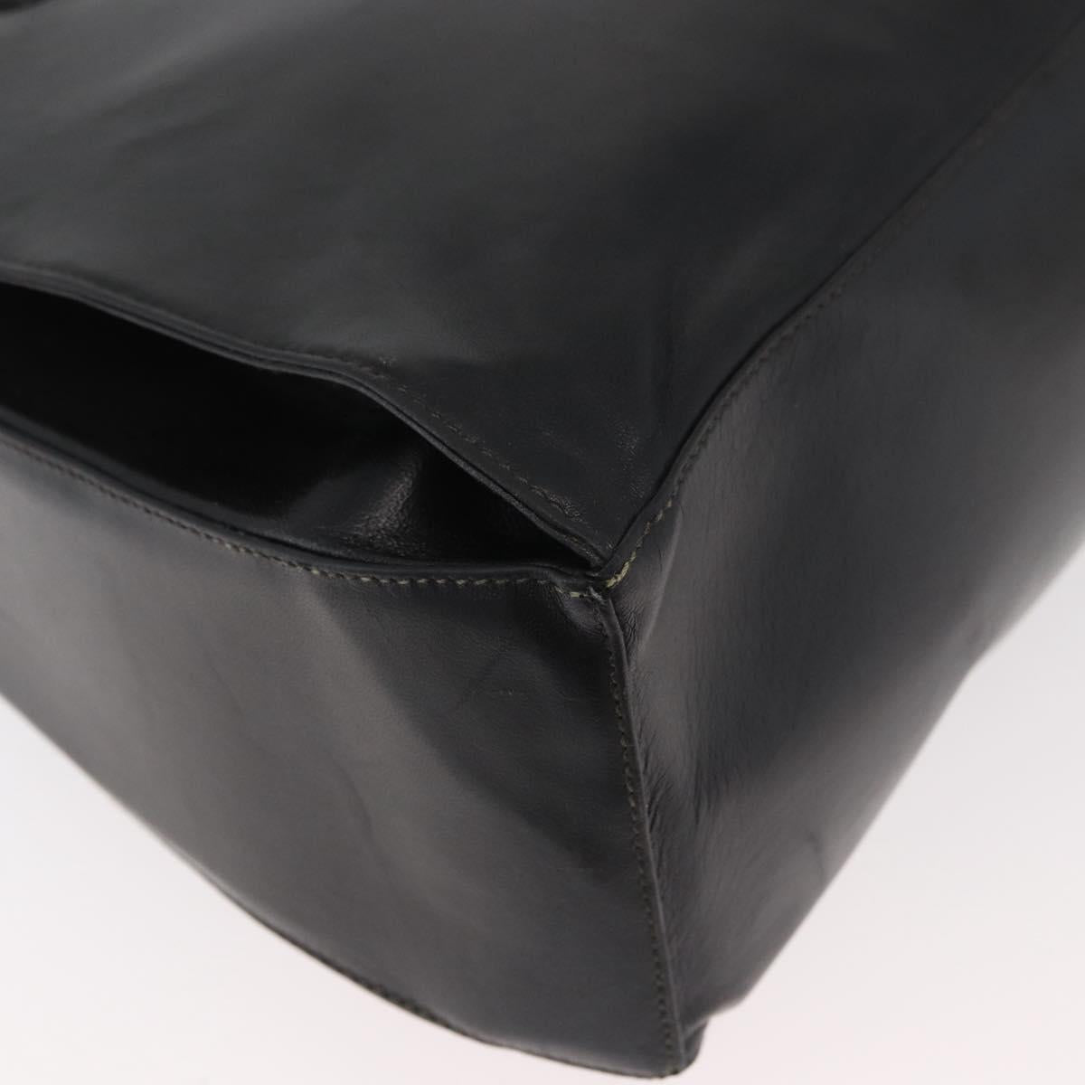 LOEWE Hand Bag Leather 2way Black Gold Auth fm5339