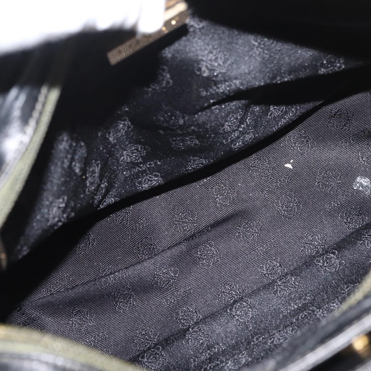 LOEWE Hand Bag Leather 2way Black Gold Auth fm5339