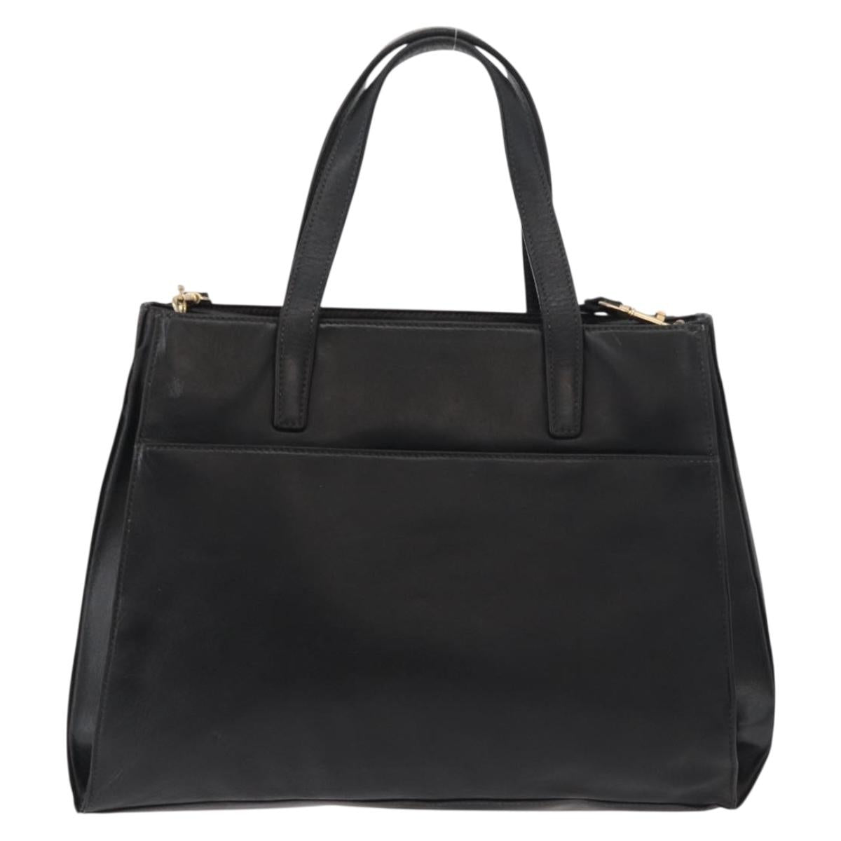 LOEWE Hand Bag Leather 2way Black Gold Auth fm5339