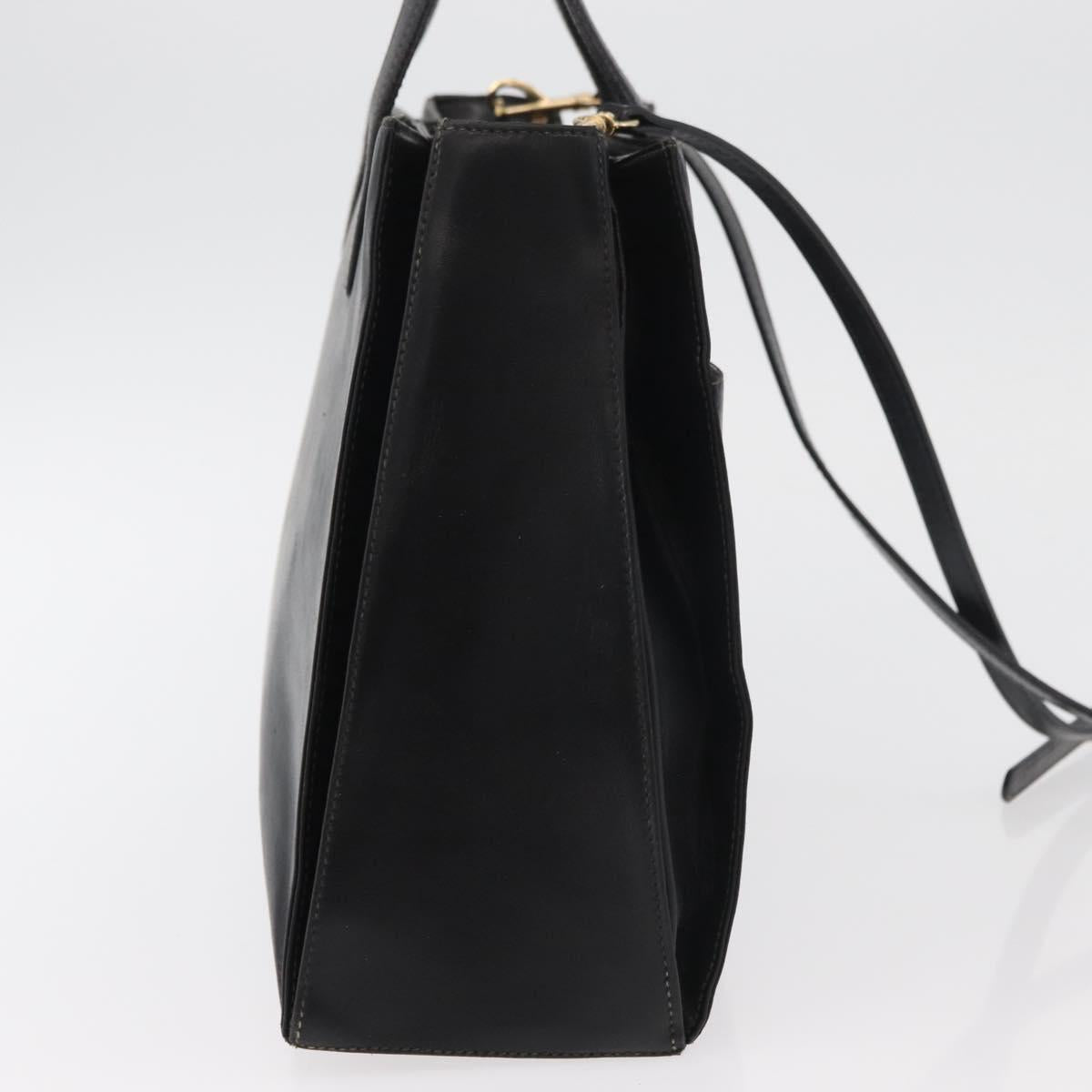 LOEWE Hand Bag Leather 2way Black Gold Auth fm5339