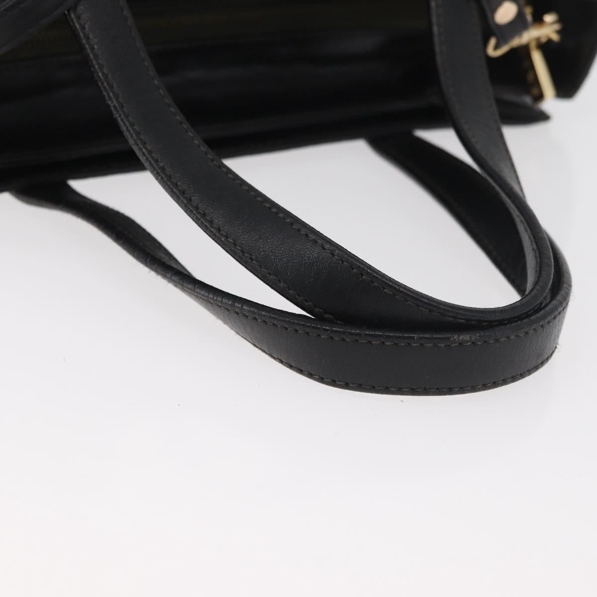 LOEWE Hand Bag Leather 2way Black Gold Auth fm5339