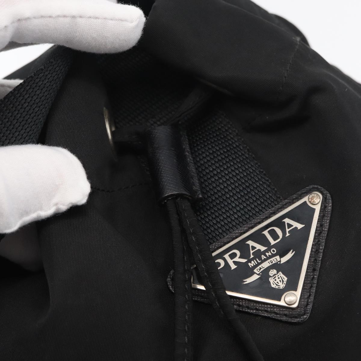 PRADA Purse Shoulder Bag Nylon Black Silver Auth fm5344