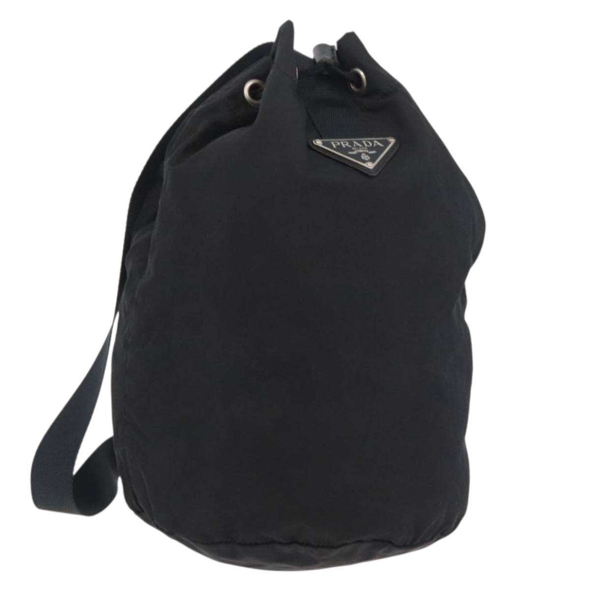 PRADA Purse Shoulder Bag Nylon Black Silver Auth fm5344