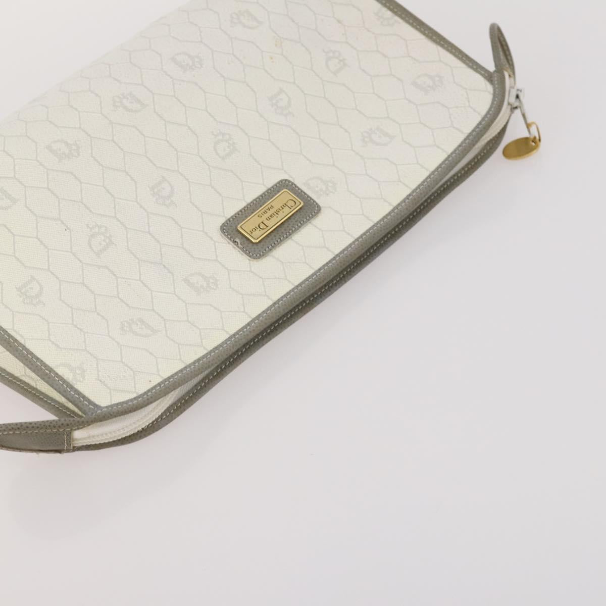Christian Dior Honeycomb Canvas Clutch Bag PVC 3 Set White Black Auth fm5350