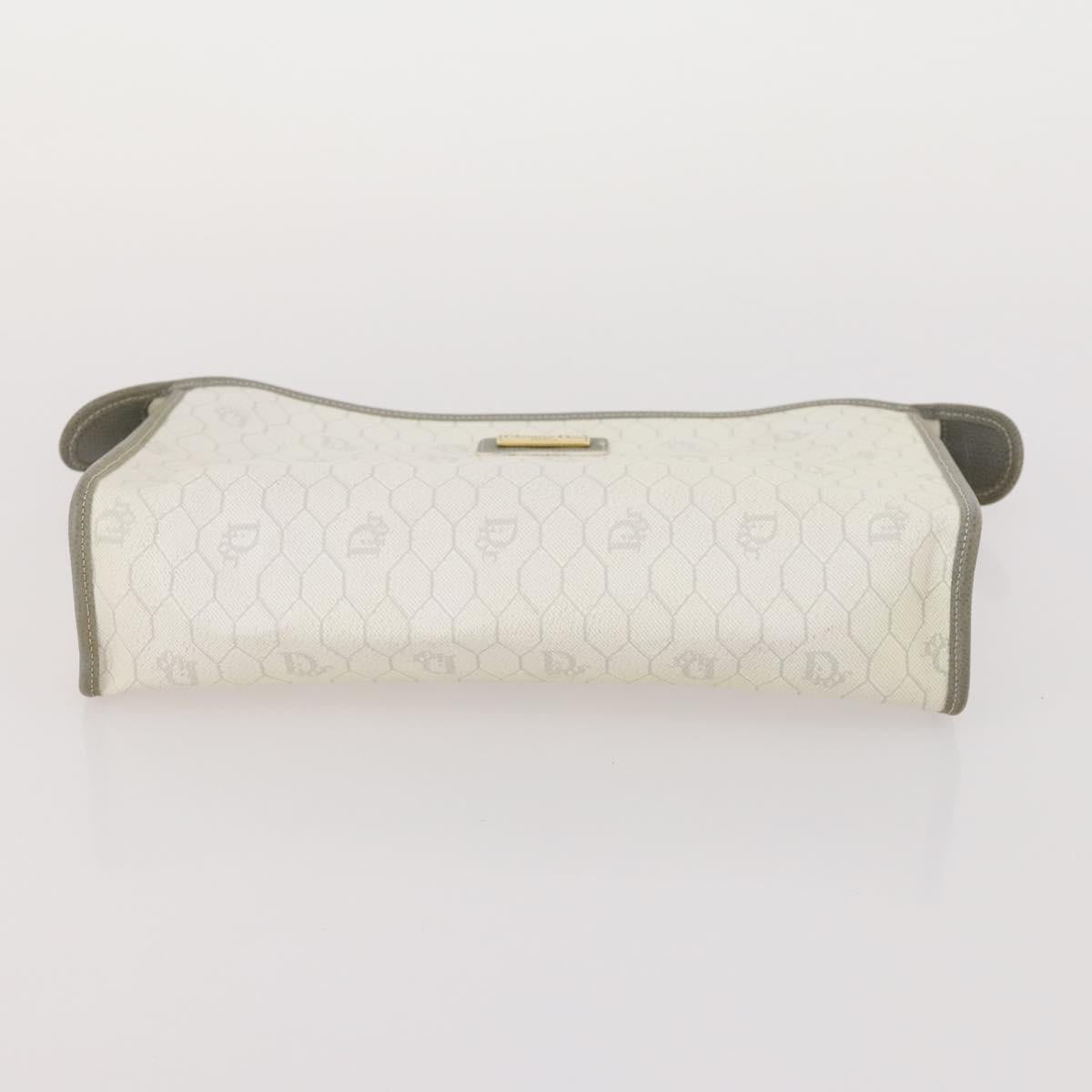 Christian Dior Honeycomb Canvas Clutch Bag PVC 3 Set White Black Auth fm5350