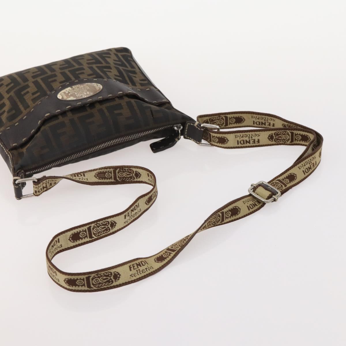 FENDI Zucca Canvas Shoulder Bag Suede PVC 4 Set Black Brown pink Auth fm5351