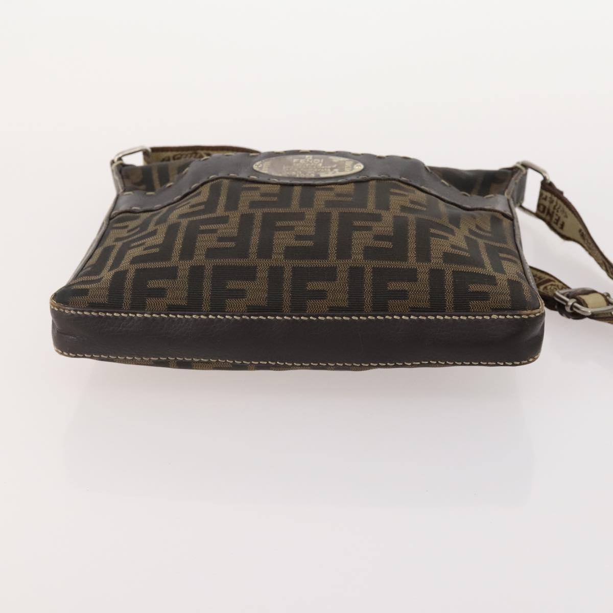 FENDI Zucca Canvas Shoulder Bag Suede PVC 4 Set Black Brown pink Auth fm5351