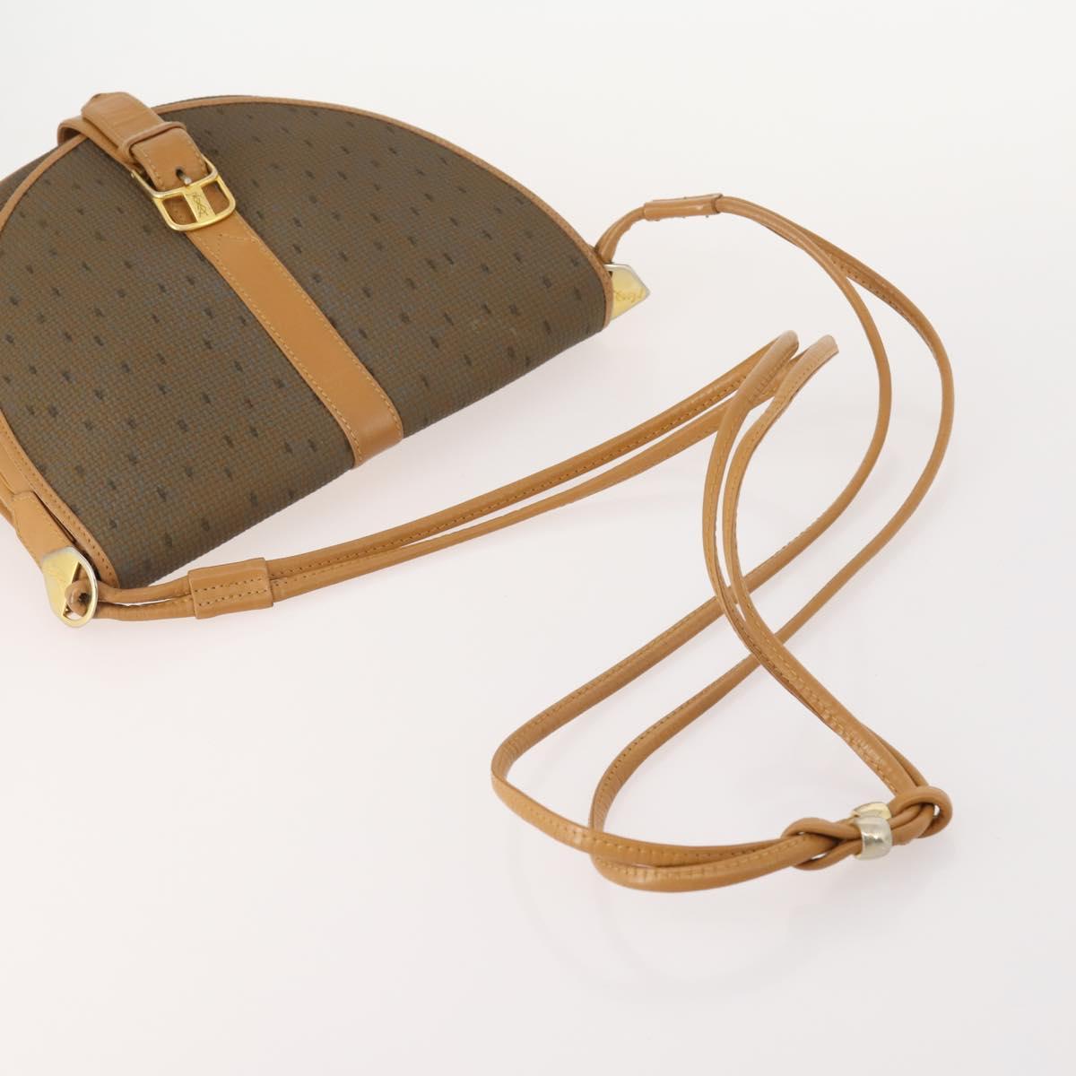 SAINT LAURENT Shoulder Bag PVC 2 Set Brown White Auth fm5353