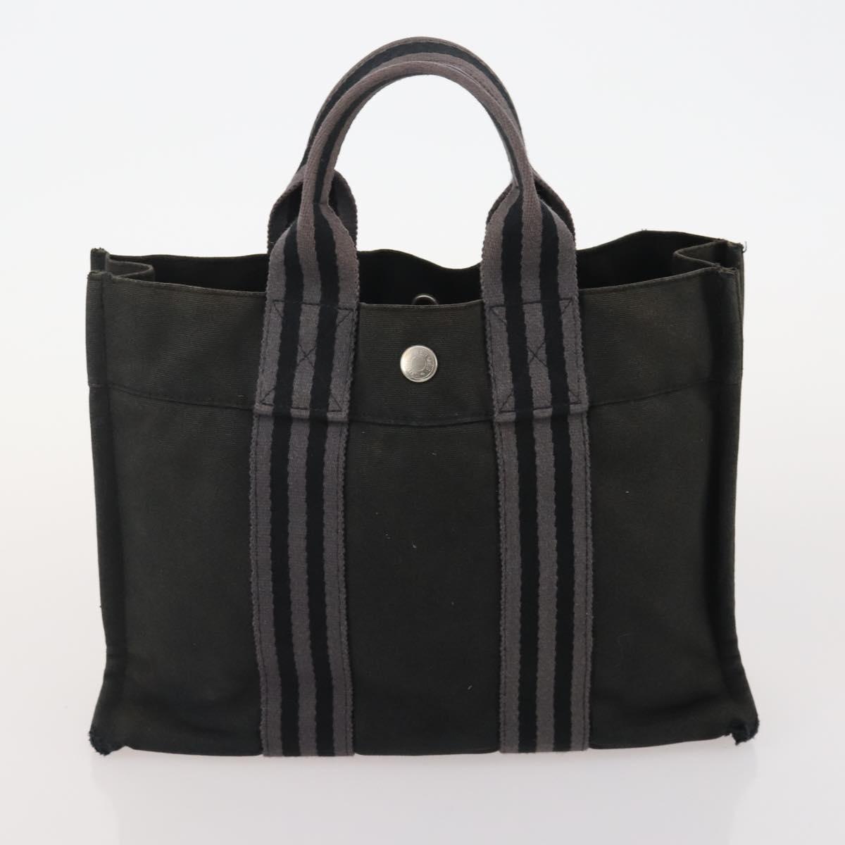 HERMES Fourre Tout Tote Bag Canvas 5 Set Navy Black Khaki Auth fm5354