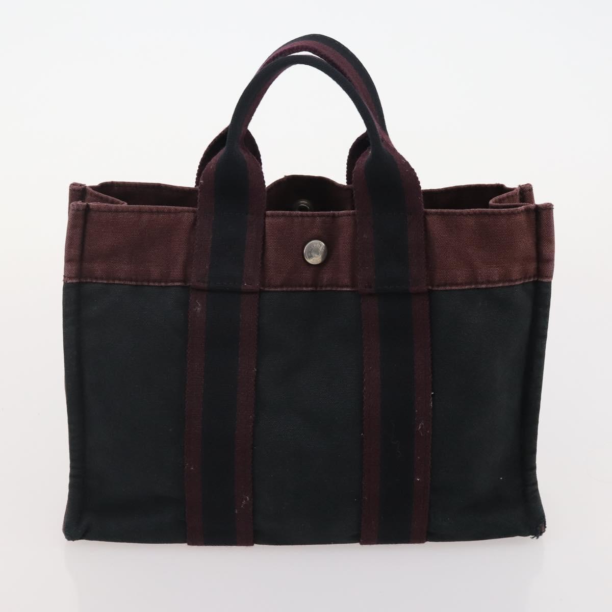 HERMES Fourre Tout Tote Bag Canvas 5 Set Navy Black Khaki Auth fm5354