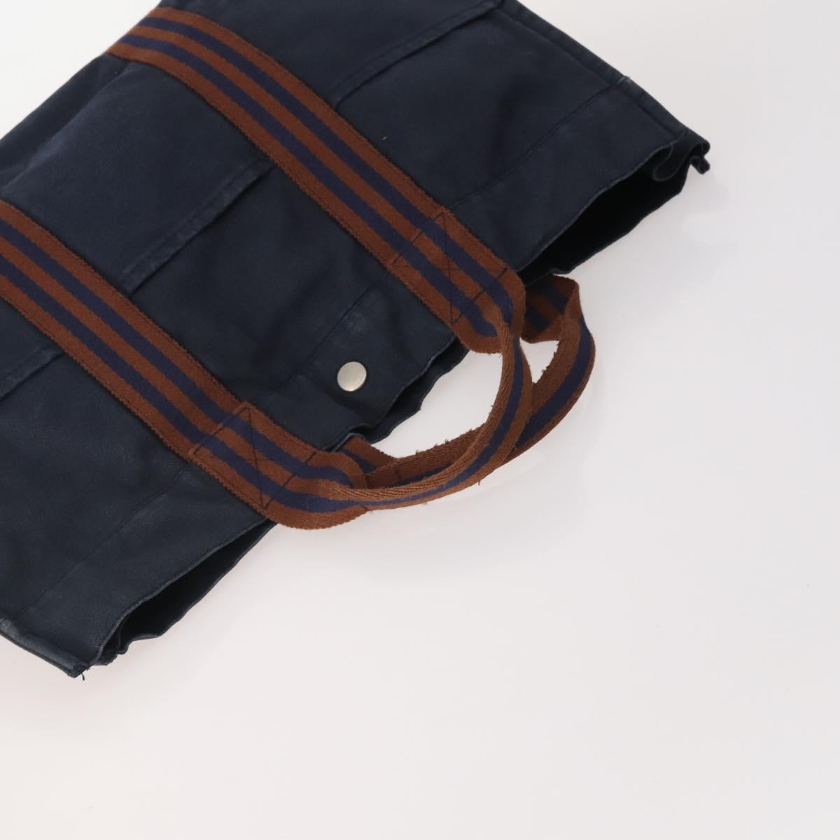 HERMES Fourre Tout Tote Bag Canvas 5 Set Navy Black Khaki Auth fm5354