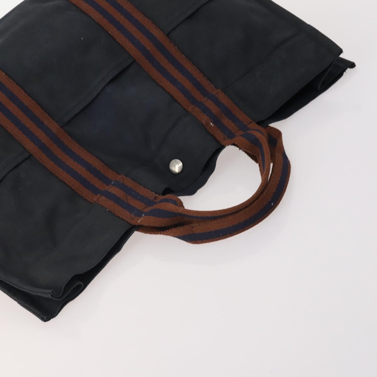 HERMES Fourre Tout Tote Bag Canvas 5 Set Navy Black Khaki Auth fm5354