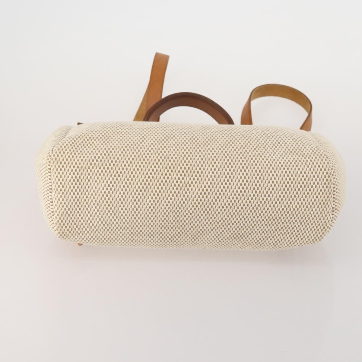 HERMES Herbag A Dos Hand Bag Canvas 2way White Silver Auth fm5359